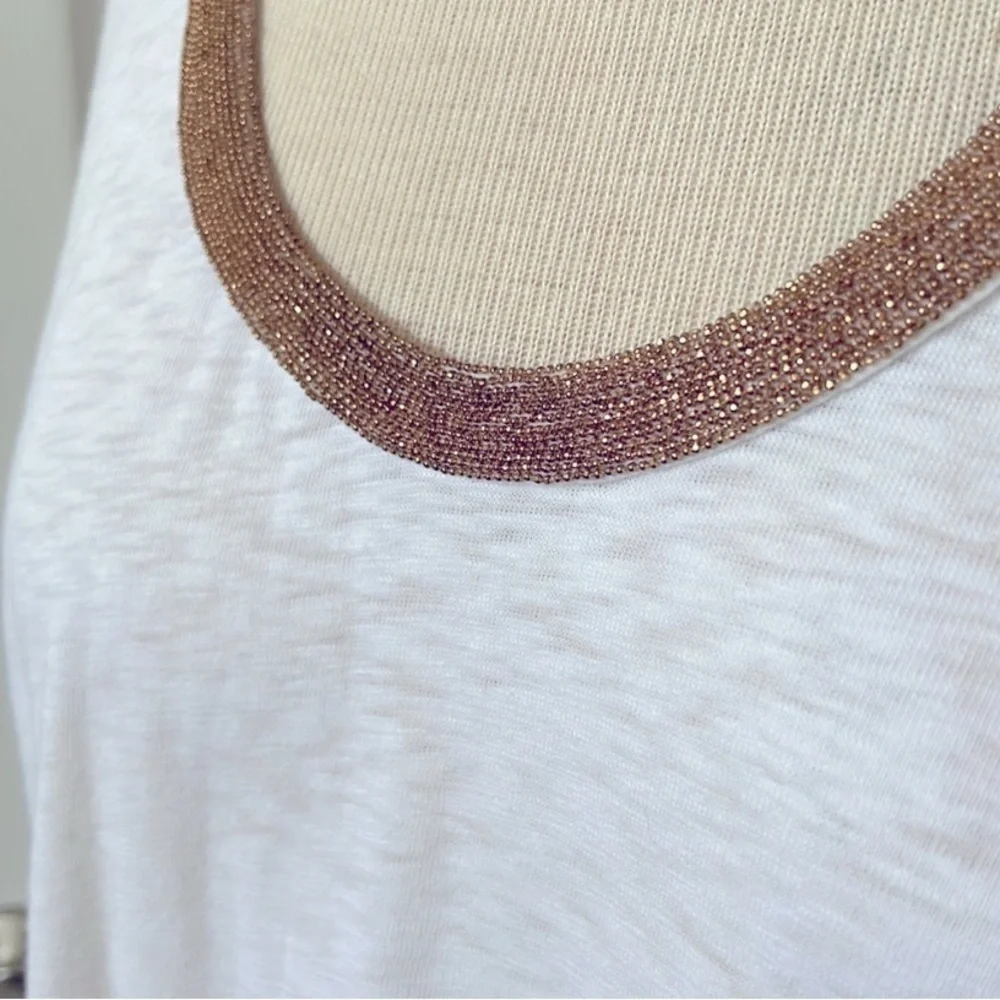 J. Crew gold Beaded Neckline Tank Top cream size Large